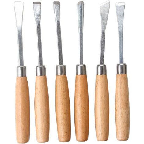 Ensemble d'outils de burin de bois, ensemble d'outils de burin de bricolage outils de gravure accessoires fraisage ciseaux de coupe outils à main en acier avec poignée, idéal pour les débutants graveu (1/5)