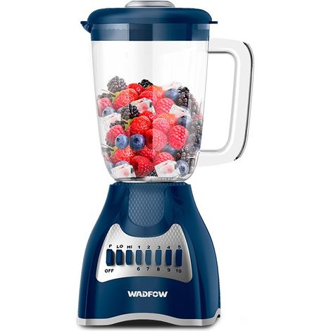 Batidora 650W, 1,5L, 6 cuchillas de acero inoxidable, 10 velocidades, antideslizante, WADFOW