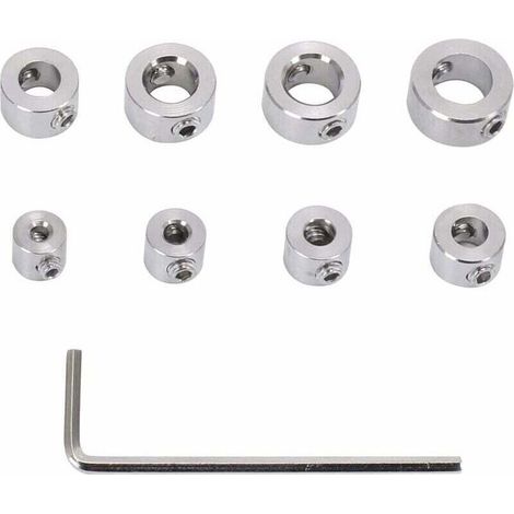Butée de profondeur de perçage, 8 pièces en acier inoxydable, bague de butée de profondeur durable avec clé hexagonale, positionneur de foret pour forets de 3 à 10 mm