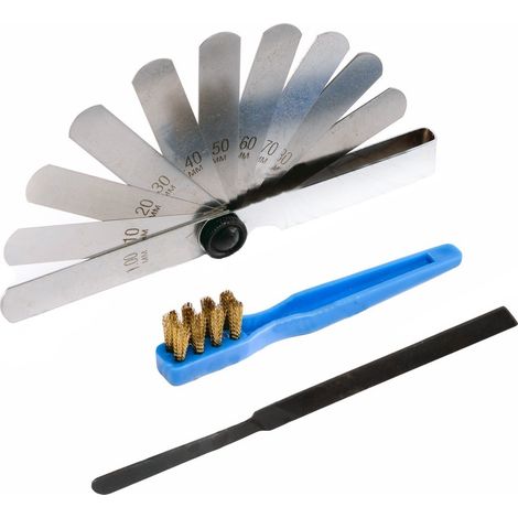 Kit D'entretien Pour Bougie D'allumages Et Rupteurs Comprenant Jeu De 10 Cales De 0,10mm à 1mm, D'une Lime Plate Et D'une Brosse (1/2)