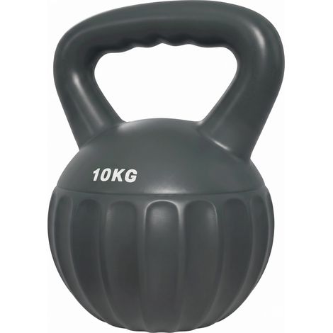 Kettlebell 10 kg, Poignée Antidérapante, Haltère à Boule Musculation, Maison et Salle de Sport, Renforcement Musculaire, Gris (1/5)