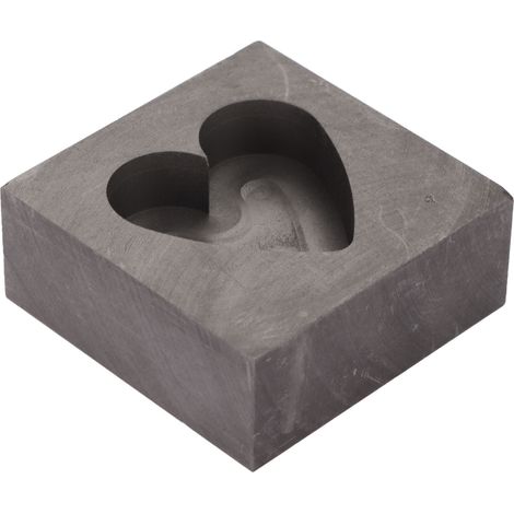 Moule en graphite en forme de cœur pour la coulée de lingots d'or, d'argent, de laiton, de cuivre, d'aluminium et de zinc (raffinage et fusion). (1/5)