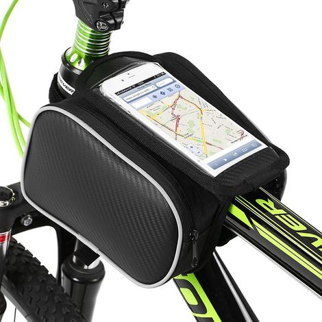 Lixada Rahmentasche für Fahrräder, Doppelfach für Touchscreen-Smartphones, Oberrohrtasche für Mountainbikes