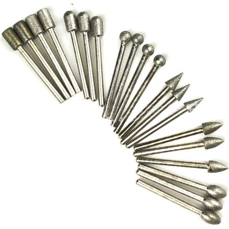 Ensemble de 20 fraises rotatives à queue de 3,2 mm (1/8 po) et diamètre de perçage de 6,35 mm (1/4 po) pour le travail du bois, la sculpture et le chanfreinage. (1/5)