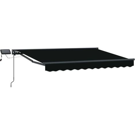Cadre de store à persiennes manuel avec éclairage LED, noir et gris anthracite, 3 x 2,5 mètres (1/5)