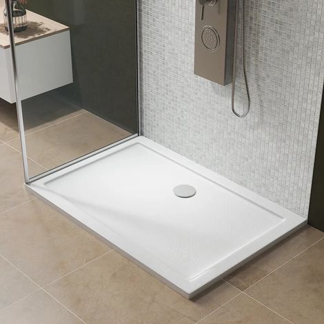 Piatto doccia 80x120 cm bianco lucido bordato in acrilico rinforzato Asteios