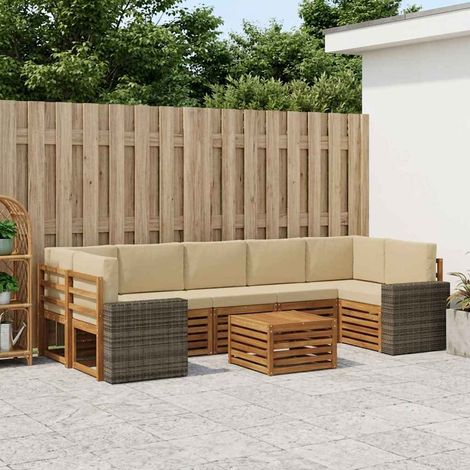 vidaXL Outdoor-Sofagarnitur 8 pcs Natur und Beige Massivholz Akazie (1/5)