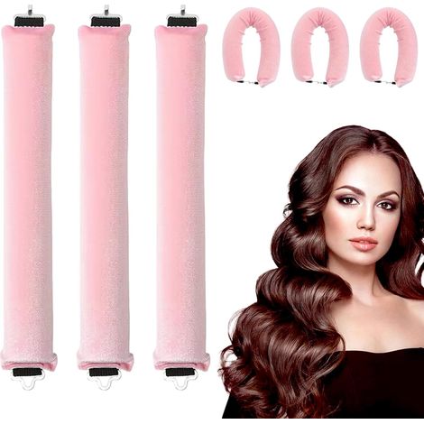Set de 3 Pièces Rouleaux Cheveux Boucle Sans Chaleur Heatless Hair Curlers Bigoudi Boucle Cheveux de Sommeil Doux Boucleur Sans Chaleur pour Femmes et Filles Bricolage Outils de Coiffure (1/5)