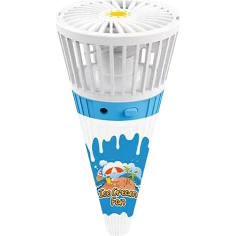 Ventilateur portable mignon, modèle mini léger à suspendre autour du cou, rechargeable par USB, en forme de glace, petit, personnel et silencieux (blanc)-AquaForge (1/4)