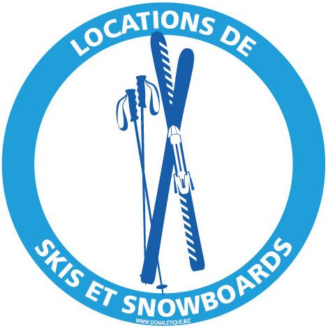 PANNEAU INFORMATION LOCATION DE SKI SPECIAL HIVER (H0398) - Adhésif - Diamètre 125 mm
