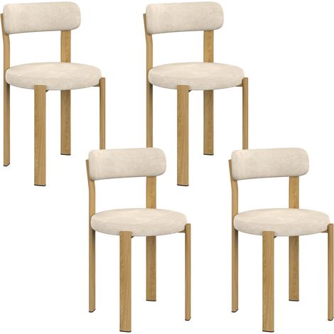 Set von 4 Stühlen NELLA aus beigem Chenille-Stoff für Esszimmer (1/5)