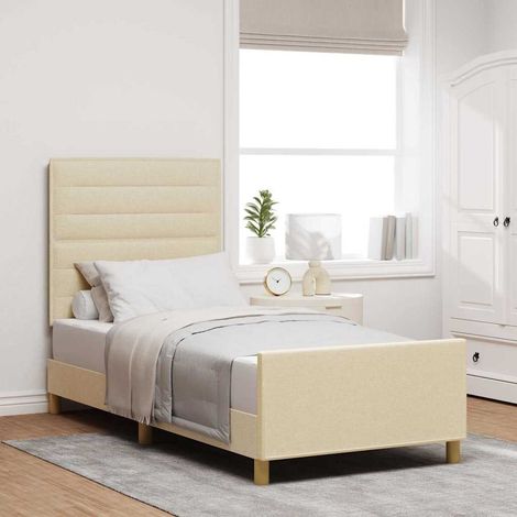 Teenpull – Bettgestell mit Kopfteil Creme 90 x 200 cm Stoff (1/5)