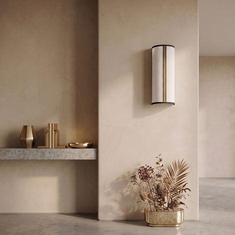 Aplique de Pared en Lino Blanco Cinta Oro  Serie BELMA (1/5)