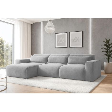 AX LIVING Wohnlandschaft mit Schlaffunktion Ruyam Schlafsofa Hellgrau L