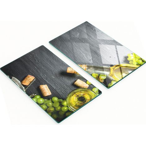 Juego de dos tablas de cocina de cristal para vino blanco y frutas, 2x30x52 cm.