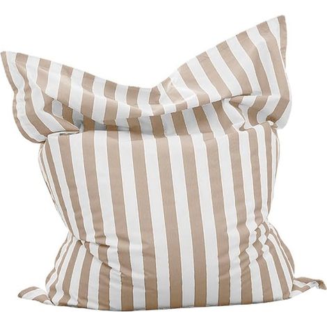 Outdoor Bean Bag Cover Pouffe Chair for Pool – Large Bean Bag Chair Outdoor and Indoor (Light Khaki-Stripe)