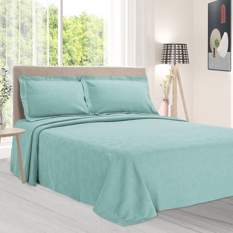 Superior Paisley Jacquard Matelassé Copriletto, Cotone, Acqua, Coppia