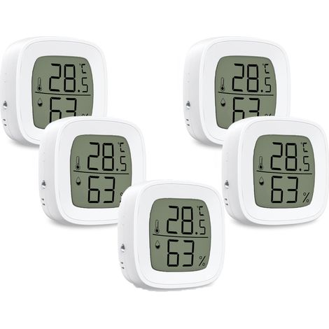 Brifit Thermomètre Hygromètre Numérique, Mini Thermomètre Hygromètre Intérieur, Bluetooth Moniteur de Température et Humidimètre, Exportation de Données, Notification d'Alarme, Maison, Bureau-5 Pièces (1/4)