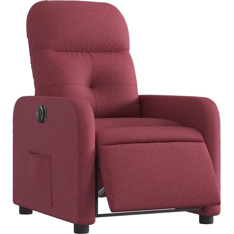 vidaXL Poltrona Elettrica Reclinabile Rosso Vino in Tessuto (1/5)