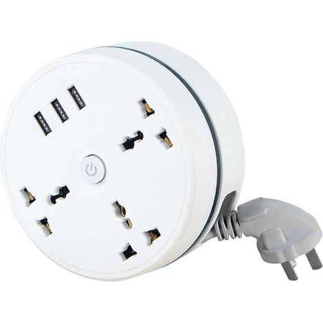 Adaptador De Viaje - Toma Multiple Con 3 Salidas CA USB-C Y 3 Puertos USB - Cable De 2 05 M - Compacto Para Viaje (1/5)