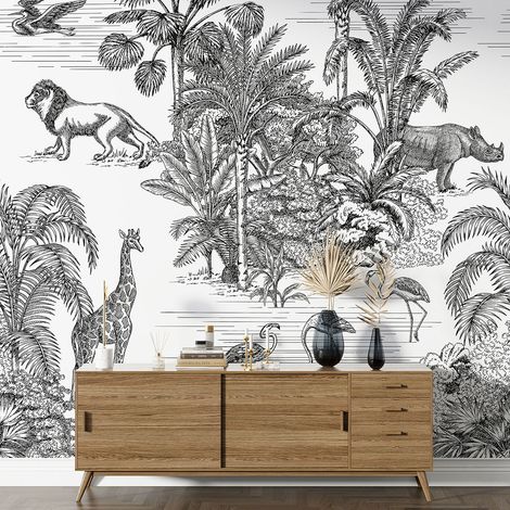 Papier peint panoramique - Animaux de la Jungle - 130 cm x 130 cm (1/4)