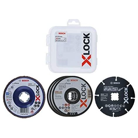 Bosch Professional Set con 5 discos de lija y discos de corte X-LOCK, acero inoxidable, metal, Ø 125 mm, accesorios de amoladora