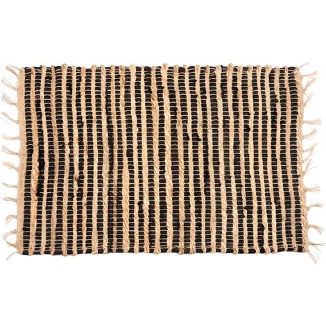 Tappeto in juta 60x90 cm con frange a righe (1/4)
