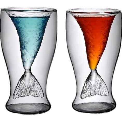 Verres à vin sirène, lot de 2 verres à vin sirène de 100 ml, verres à vin sirène pour femmes (1/3)