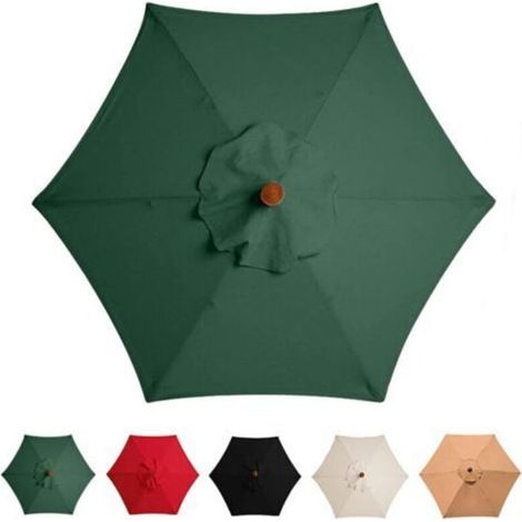 Housse de parasol de rechange 3 m, 6 bras, auvent de jardin, housse de parasol de rechange, (auvent uniquement)/vert (1/5)