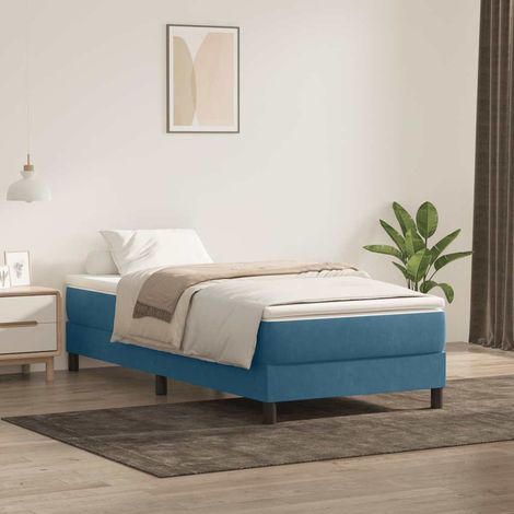 Cama box spring con colchón terciopelo azul oscuro 80x210 cm vidaXL (1/5)