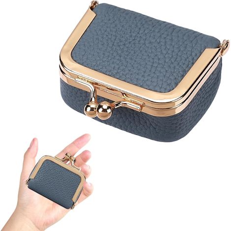boîte à bijoux : mini boîte à bijoux en cuir véritable avec fermeture à pression, compacte et pratique à transporter, idéale pour ranger colliers, bagues et bracelets (bleue) (1/5)
