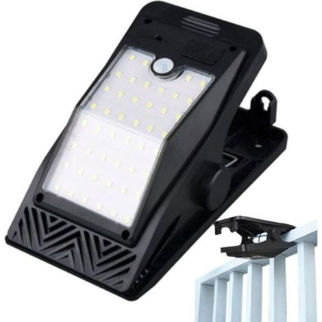 Lampes solaires à détecteur de mouvement avec pince, lampes LED à détecteur de mouvement pour cours, jardins, clôtures, gar (1/4)
