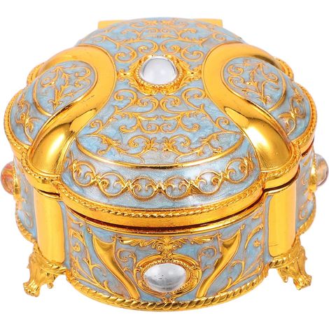 Petite Boîte à Bijoux Ronde à Motifs Vintage en Métal Doré Ciel Coffret de Rangement Compact pour Femme Boîte à Souvenirs Élégante et Portable pour Bagues Colliers et Boucles (1/5)