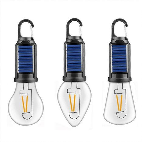 Lampe de camping LED solaire rechargeable USB (lot de 3) - Lampes suspendues pour tente - Indispensable pour le camping - Lampe torche de camping (1/5)