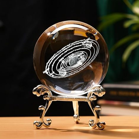 Boule de Décoration en Cristal 3D à Gravure Laser, Presse-Papier en Verre en Forme de Sphère, avec Support, Décoration pour la Maison et le Bureau (1/5)