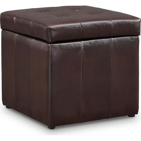 Pouf coffre de rangement SERAFINO en simili - Marron (1/5)