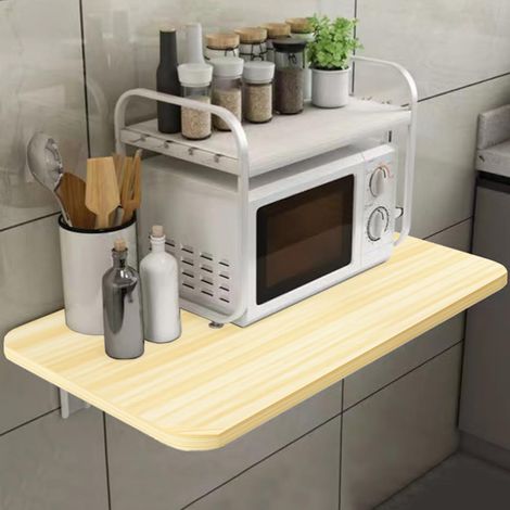 Table Murale Pliante 80 x 60 cm en Bois, étagère Murale refermable, Peu encombrante, Bureau, Porte-PC, Table à Manger, Salon, Salle de Bain, Cuisine (chêne) (1/5)