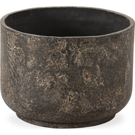 Cache pot rond noir brûlé en fibres ciment - Noir brûlé (1/4)