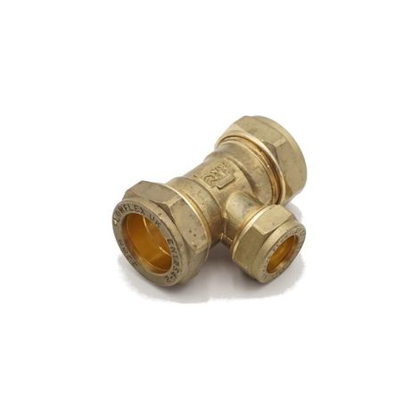 PrimaPlus Brass Compression Tee 22mm (Pack of 10) - WRAS Approved