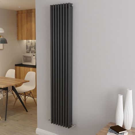 AICA Traditional Radiator Central Heating Cast Iron Style 3 Column Vertical 1800x380mm Anthracite