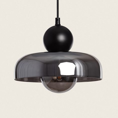 Lámpara Colgante Metal y Cristal Carlize Gris Humo