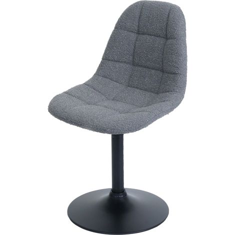 Sedia da pranzo HHG-898, poltroncina sedia da cucina girevole, acciaio Stoffa/tessuto bouclé (450g/m²), grigio scuro