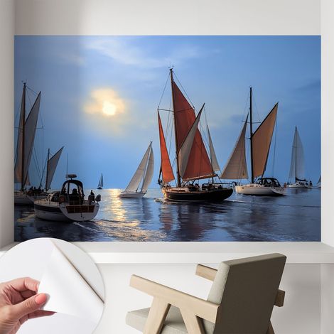 Papier peint autocollant Mural avec colle pour salon et chambre Décoration murale rapide Aventure nautique 104x70 cm (1/5)