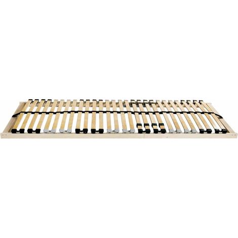 Lit simple  Lit adulte  Sommier à lattes Marron 90 x 190 cm Bois de hêtre massif