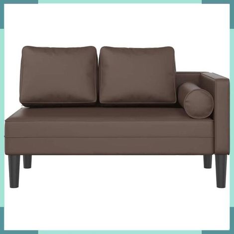 4007566 Chaise longue avec coussins marron similicuir (1/5)