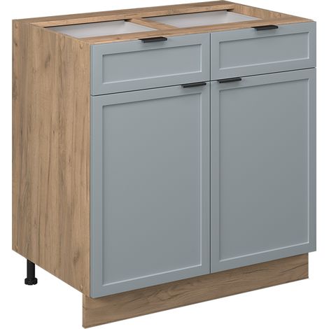 Mobiletto base per cucina Fame-Line, Blu-grigio chiaro, 80 cm senza piano di lavoro, Vicco