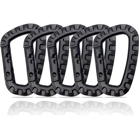 [NON UTILIZZATO] Confezione da 10 moschettoni, moschettone in plastica, moschettone tattico, moschettone militare, moschettoni in plastica rigida di alta qualità, resistenti, multifunzionali a forma d