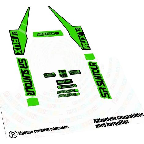 Pegatinas, diseños personalizables, vinilo resistente, verde fluorescente. (1/2)