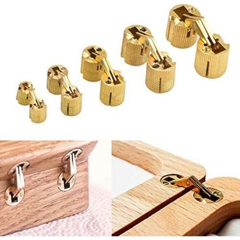 Système de charnières invisibles en cuivre pur, diamètre 14 mm, pour boîtes à bijoux, boîtes cadeaux et surfaces de travail – Lot de 4 (1/5)