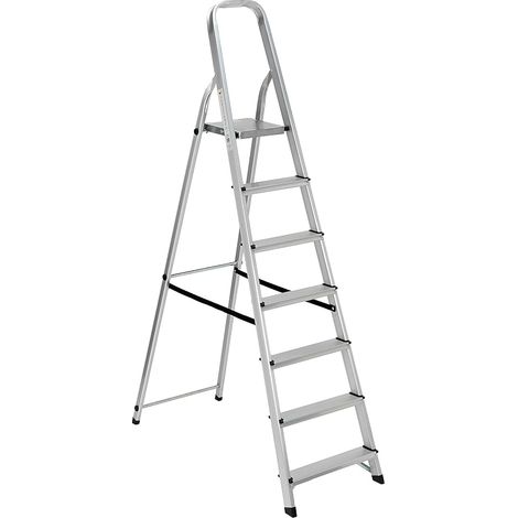 Scala in alluminio con sette gradini per uso domestico e bricolage pieghevole (1/4)
